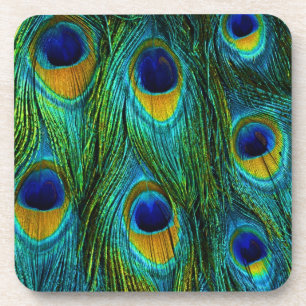 Dessous-de-verre PixDezines néon/plumes psychédéliques de paon