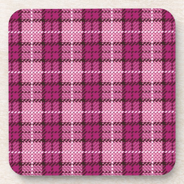Dessous-de-verre Pixel Plaid_Magenta-Black (Devant)