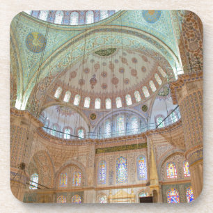 Dessous-de-verre Plafond intérieur en dôme coloré de la Mosquée Ble