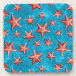 Dessous-de-verre Plage d'été Red Starfish Côte nautique