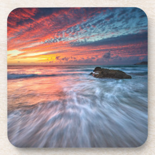 Dessous-de-verre Plage en pierre spectaculaire du coucher du soleil