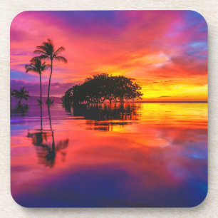 Dessous-de-verre Plage majestueuse du coucher du soleil   Wailea,