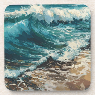 Dessous-de-verre Plage Vagues et peinture à thème Sable
