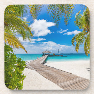 Dessous-de-verre Plages tropicales   Jetty en bois des Maldives