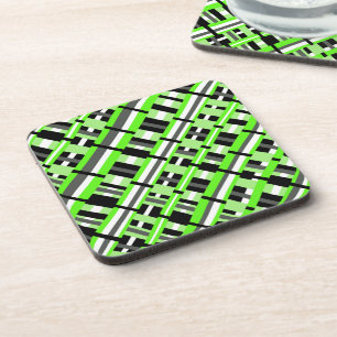 Dessous-de-verre Plaid en Lime vert, noir et gris