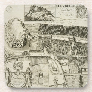 Dessous-de-verre Plan d'Edimbourg, pub. par John Smith (c.1652-1742