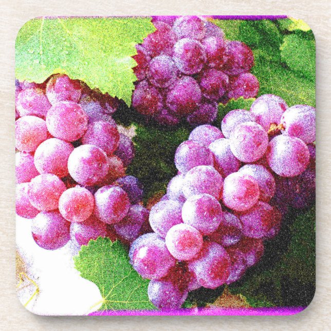 Dessous-de-verre "Plante de fruits de raisins" jolie photo. Command (Devant)