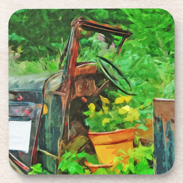 Dessous-de-verre Planteur automobile antique Impressionnisme Abstra (Devant)