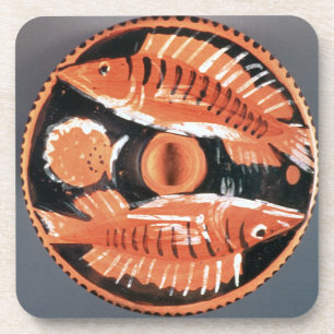 Dessous-de-verre Plaquez dépeindre deux poissons, 350 AVANT JÉSUS