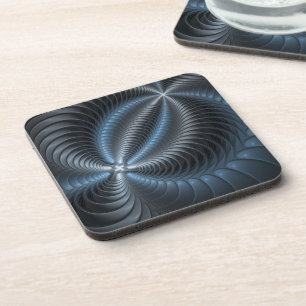 Dessous-de-verre Plastique bleu gris 3D Fractal Art moderne Abstrai