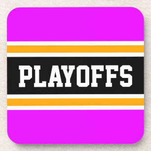Dessous-de-verre PLAYOFFS amusant Gras brillant rose jaune rayures 