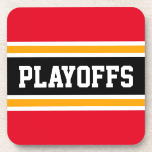 Dessous-de-verre PLAYOFFS amusant Gras brillant Rouge Jaune Noir ra