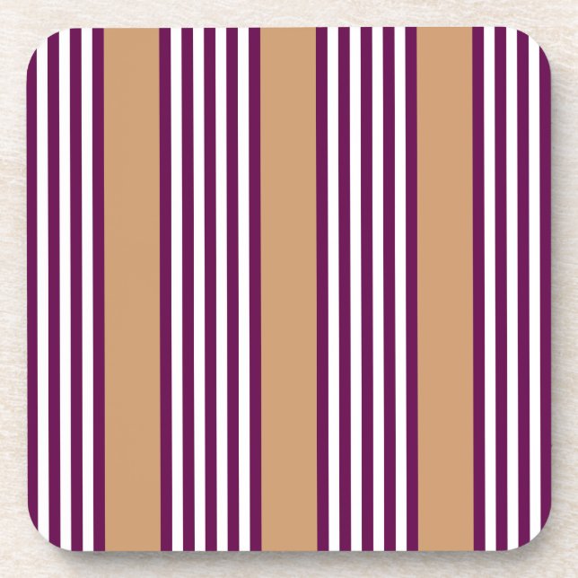 Dessous-de-verre Plum et blanc cinq bandes motif avec bronzage (Devant)