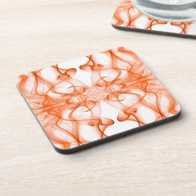 Dessous-de-verre Plumes d'orange fumée sur blanc (Côté gauche)