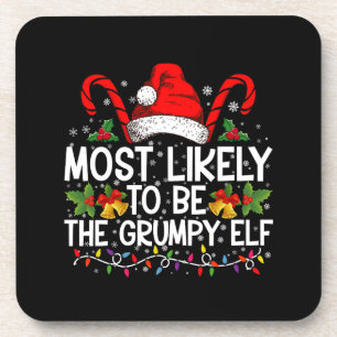 Dessous-de-verre Plus susceptible d'être l'elfe grincheux Funny Xma