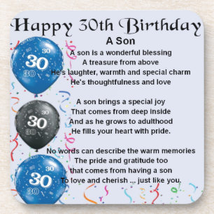 Dessous-de-verre Poème de fils - 30ème conception d'anniversaire