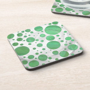Dessous-de-verre Point Polka crème émeraude