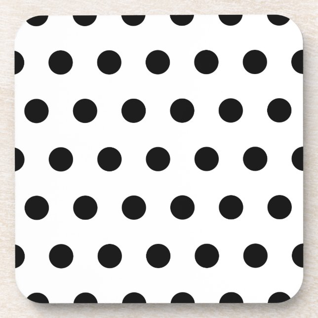 Dessous-de-verre Pointe Polka blanche et noire (Devant)