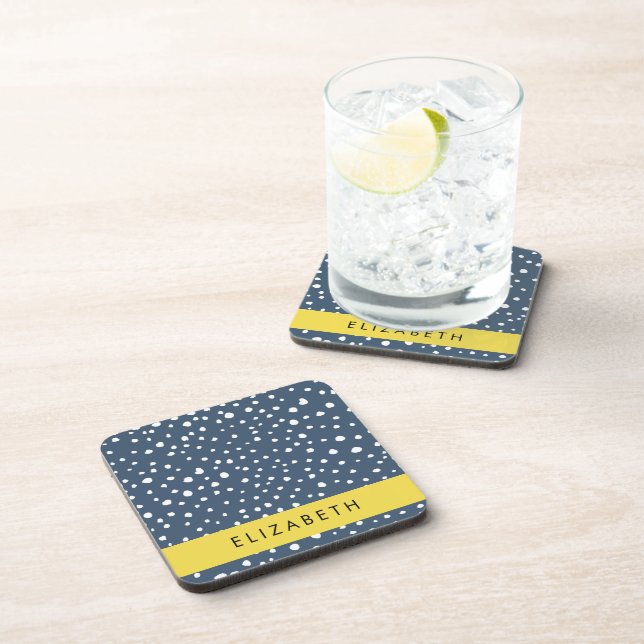 Dessous-de-verre Points Dalmatiens Bleus De La Marine, Spots, Dotés (Côté Droit)