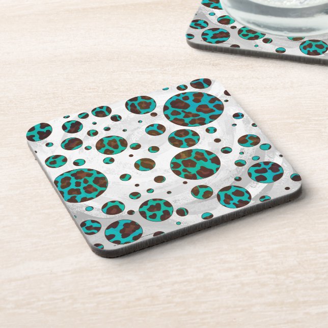 Dessous-de-verre Points Leopard Brown et Turquoise PrintPolka (Côté gauche)