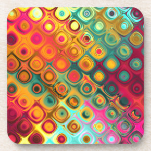 Dessous-de-verre Points Rainbow Red Liquid Motif Abstrait