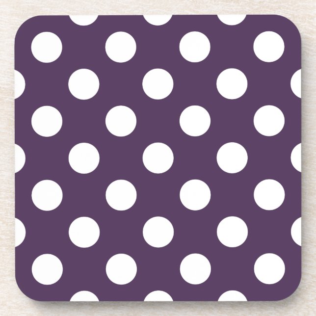 Dessous-de-verre Pois blancs sur prune violette (Devant)