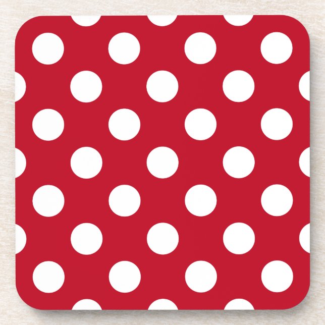 Dessous-de-verre Pois blancs sur rouge (Devant)