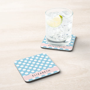 Dessous-de-verre Pois Bleus, Motif Polka Dot, Votre Nom