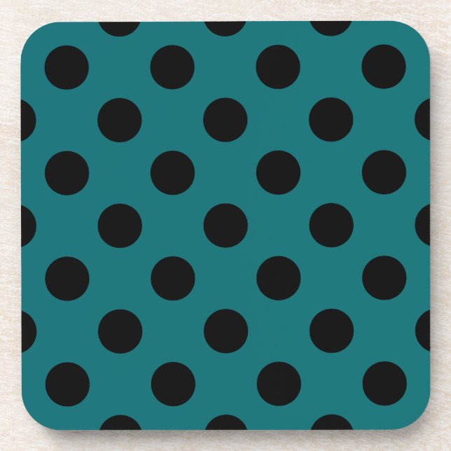 Dessous-de-verre Pois noirs en turquoise (Devant)