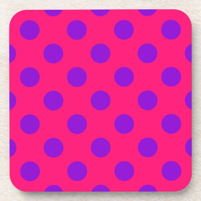 Dessous-de-verre Pois violets sur cerise (Devant)