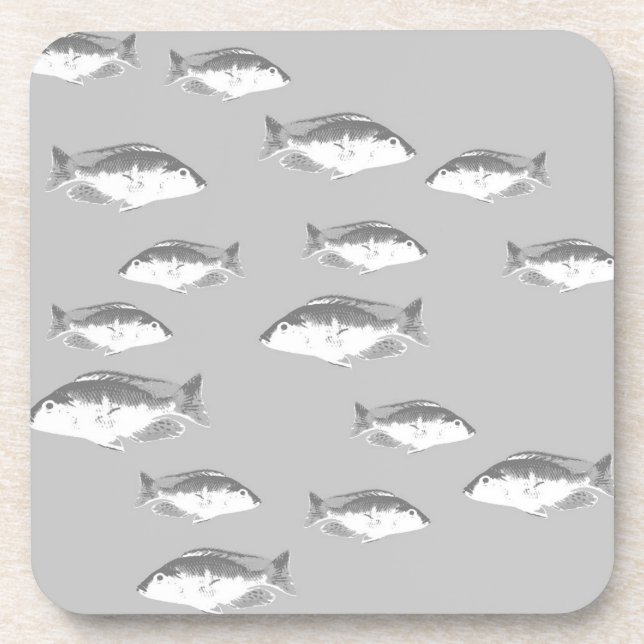 Dessous-de-verre Poisson gris monochrome (Devant)