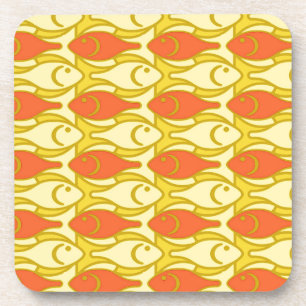 Dessous-de-verre Poisson moderne du milieu du siècle, jaune et oran