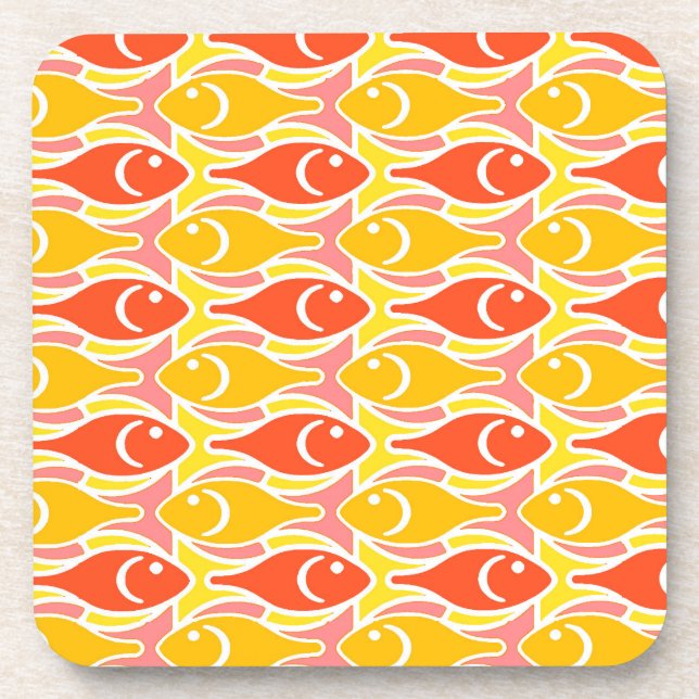 Dessous-de-verre Poisson moderne du milieu du siècle, mandarine ora (Devant)