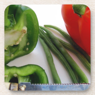 Dessous-de-verre Poivrons verts et rouges avec haricots
