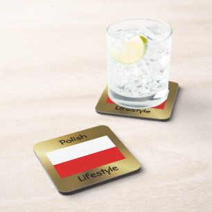 Dessous-de-verre Poland Flag+Text Coaster