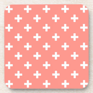 Dessous-de-verre Polka blanche croise sur la pêche