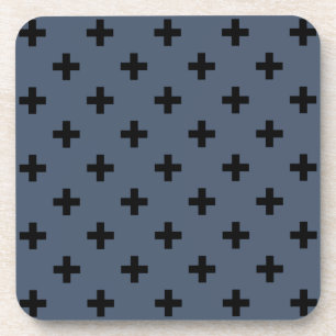 Dessous-de-verre Polka noire croise sur bleu-gris