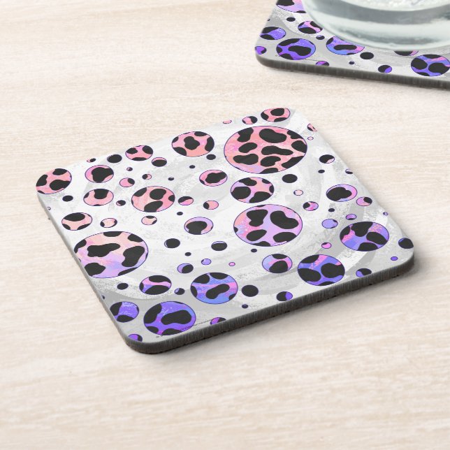 Dessous-de-verre Polka noire et rose de Dalmatie Imprimer (Côté gauche)