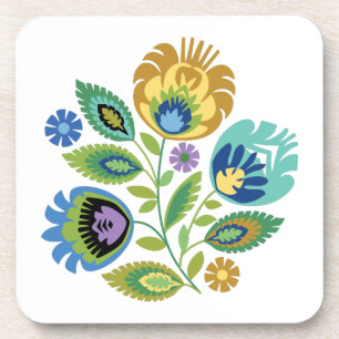 Dessous-de-verre Polonais Floral Yellow Ochre Papercut Design