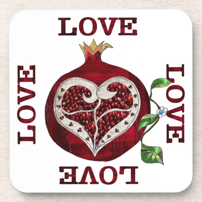 Dessous-de-verre Pomegranate Heart LOVE Valentine (Devant)