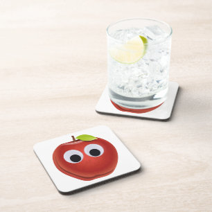Dessous-de-verre Pomme rouge drôle avec yeux de googly