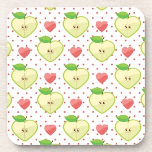 Dessous-de-verre Pommes cardiaques avec Pois roses et coeurs