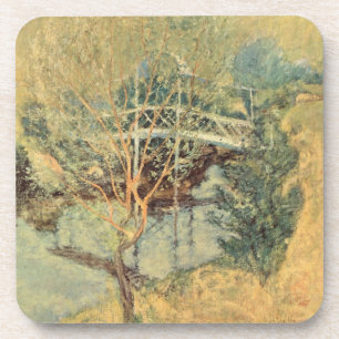 Dessous-de-verre Pont blanc par Twachtman, impressionnisme Vintage