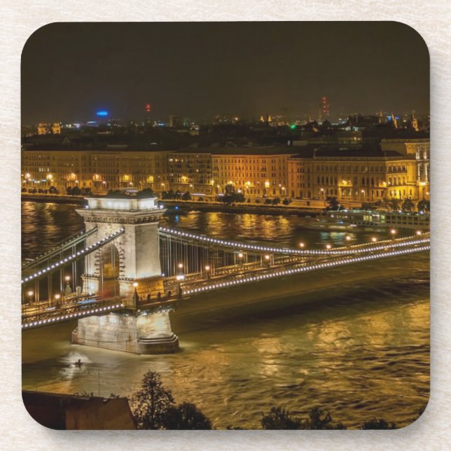 Dessous-de-verre Pont de la chaîne de Budapest la nuit (Devant)
