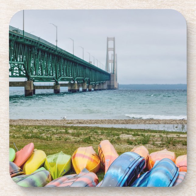 Dessous-de-verre Pont Mackinac Et Canoës (Devant)