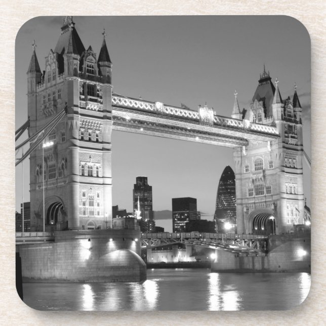 Dessous-de-verre Pont Tour de Londres blanc noir (Devant)