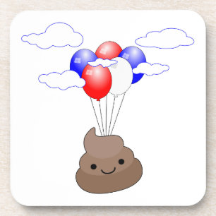 Dessous-de-verre Poo Emoji Voler Avec Ballons