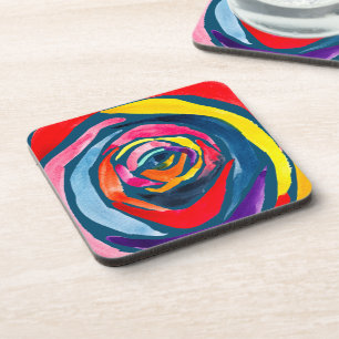 Dessous-de-verre Pop aquarelle rose Abstrait