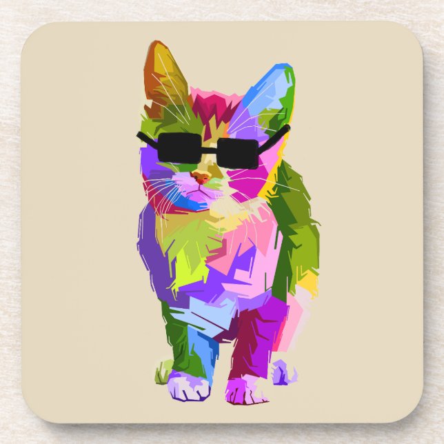 Dessous-de-verre Pop Art cool chat kitty art (Devant)