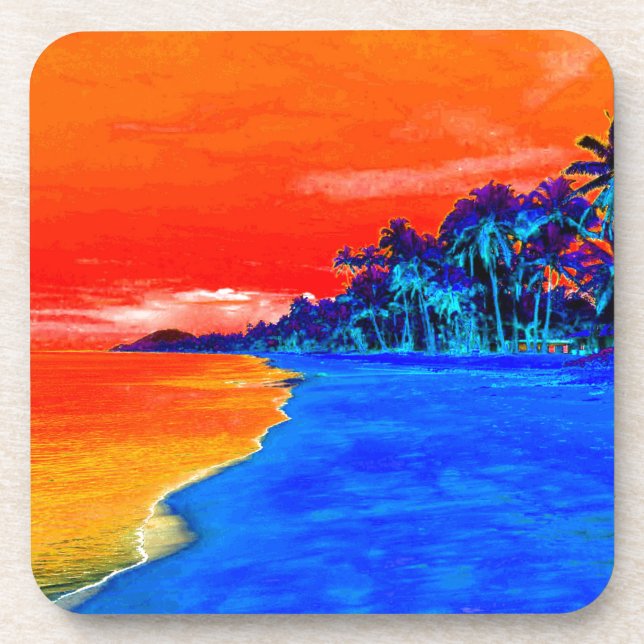 Dessous-de-verre Pop Art Plage Exotique Palmiers (Devant)
